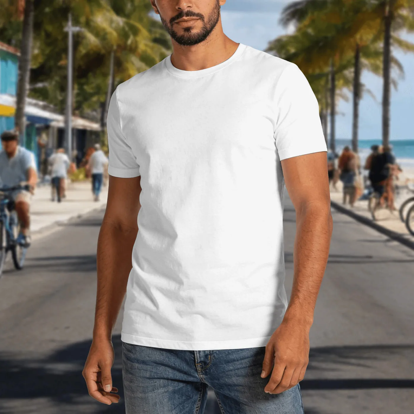180g Left Chest Print Unisex Cotton Short Sleeve T-shirt