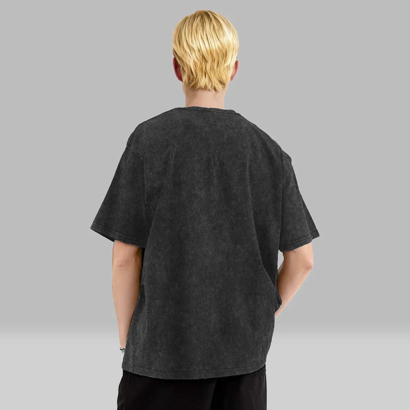 230g Washed Short Sleeve T-shirt with Back Print, Unisex