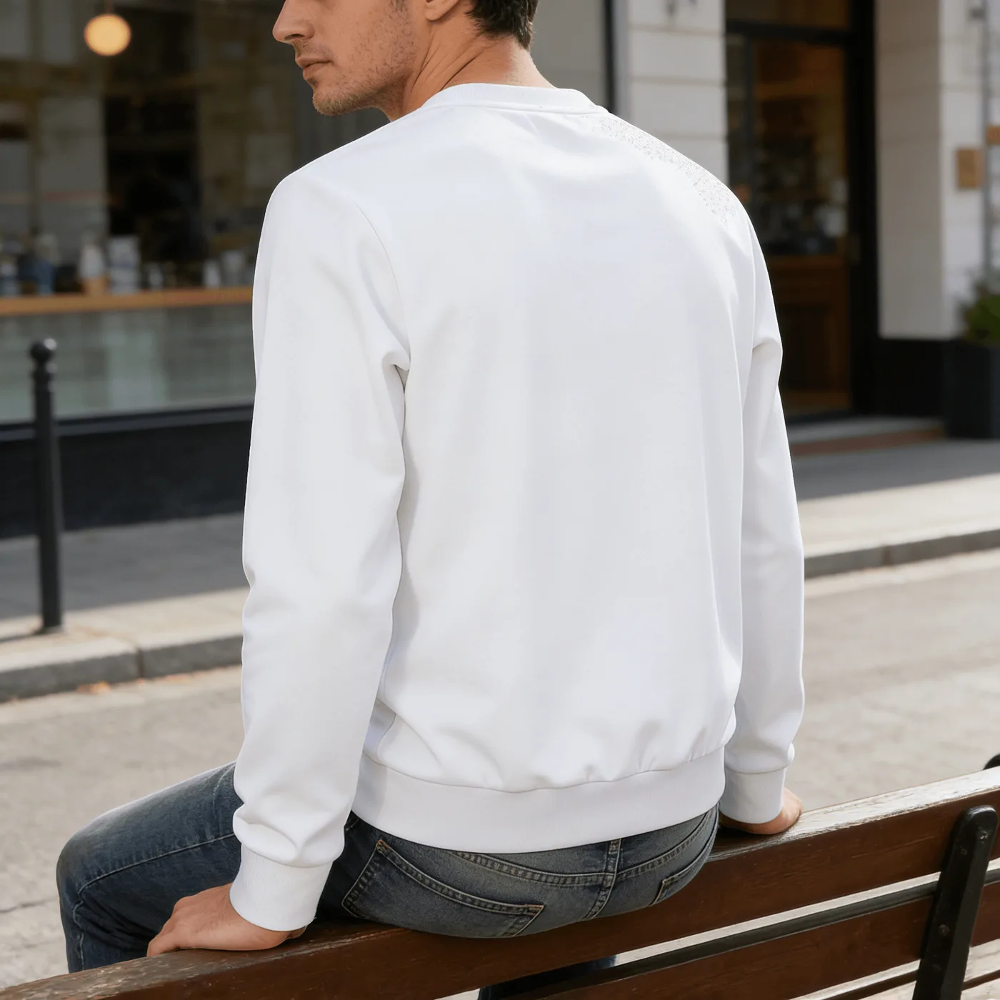 Unisex Fleece Lined Crew Neck Sweatshirt with Back Print