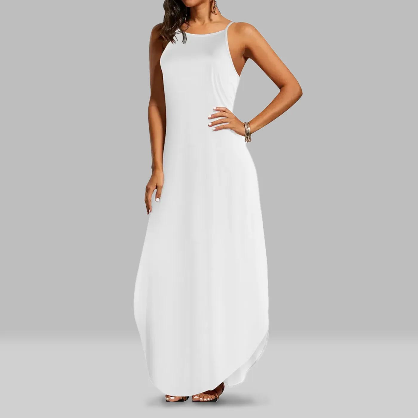 Sleeveless Evening Gown Full Print