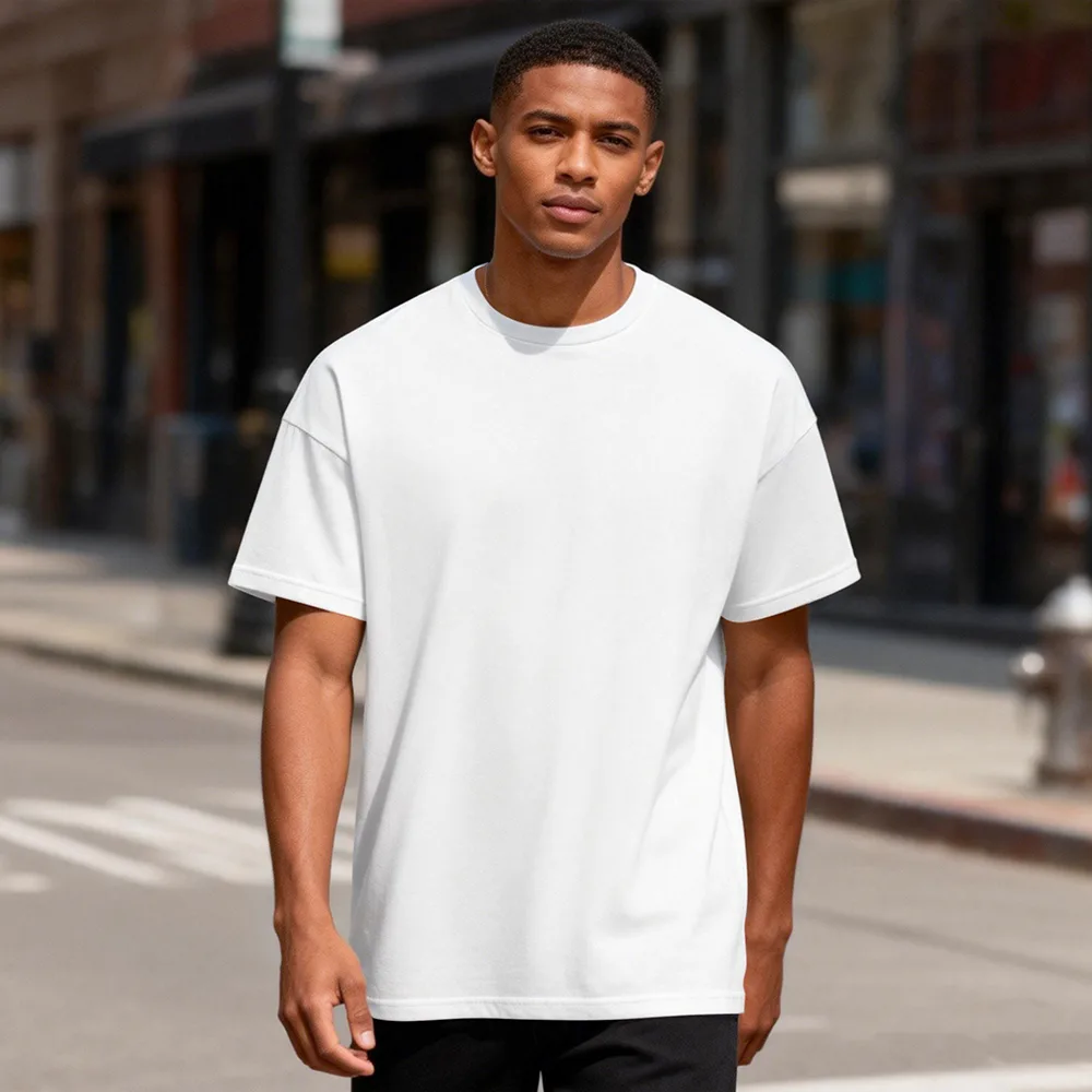 Front-printed 180g cotton-polyester crew-neck short-sleeve T-shirt S-5XL